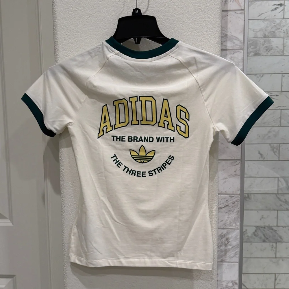 Adidas Cream and Green Tee - Picture 3 of 3